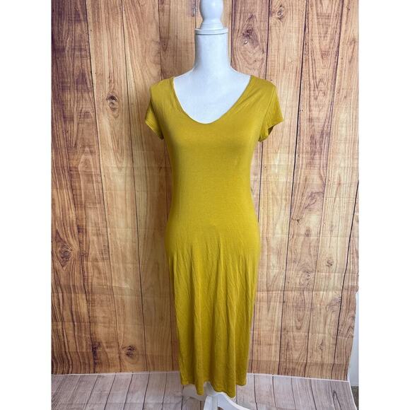 See You Monday BodyCon Dress, V neck, Mustard Yellow, Women's Size XL NEW - Picture 5 of 5